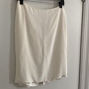 Tom and Linda Platt ivory 4-ply silk crepe lined darted pencil skirt US6